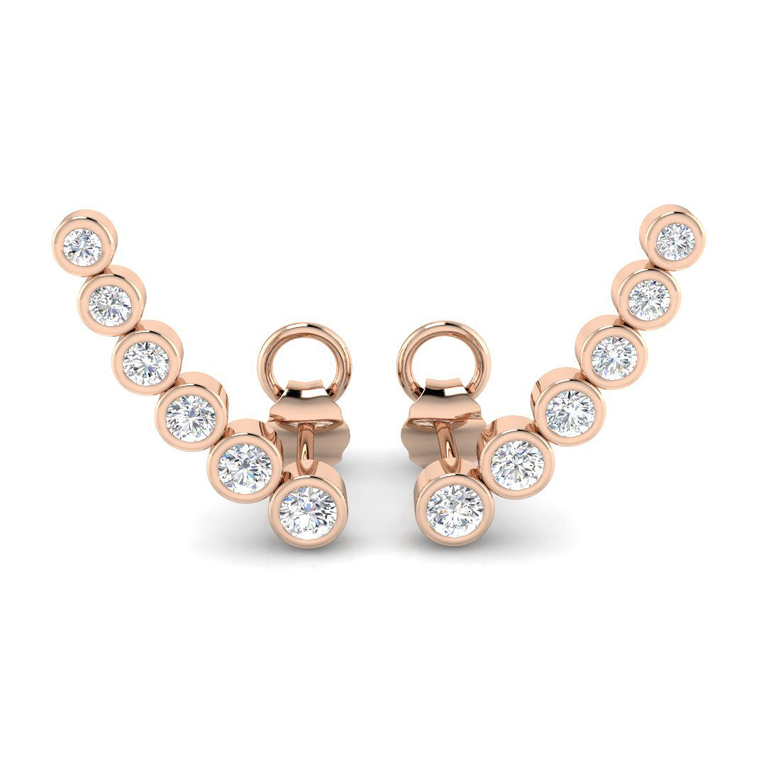 0.50 Ct White Gold Bezel Set crawler Earrings for Women