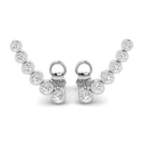 0.50 Ct White Gold Bezel Set crawler Earrings for Women