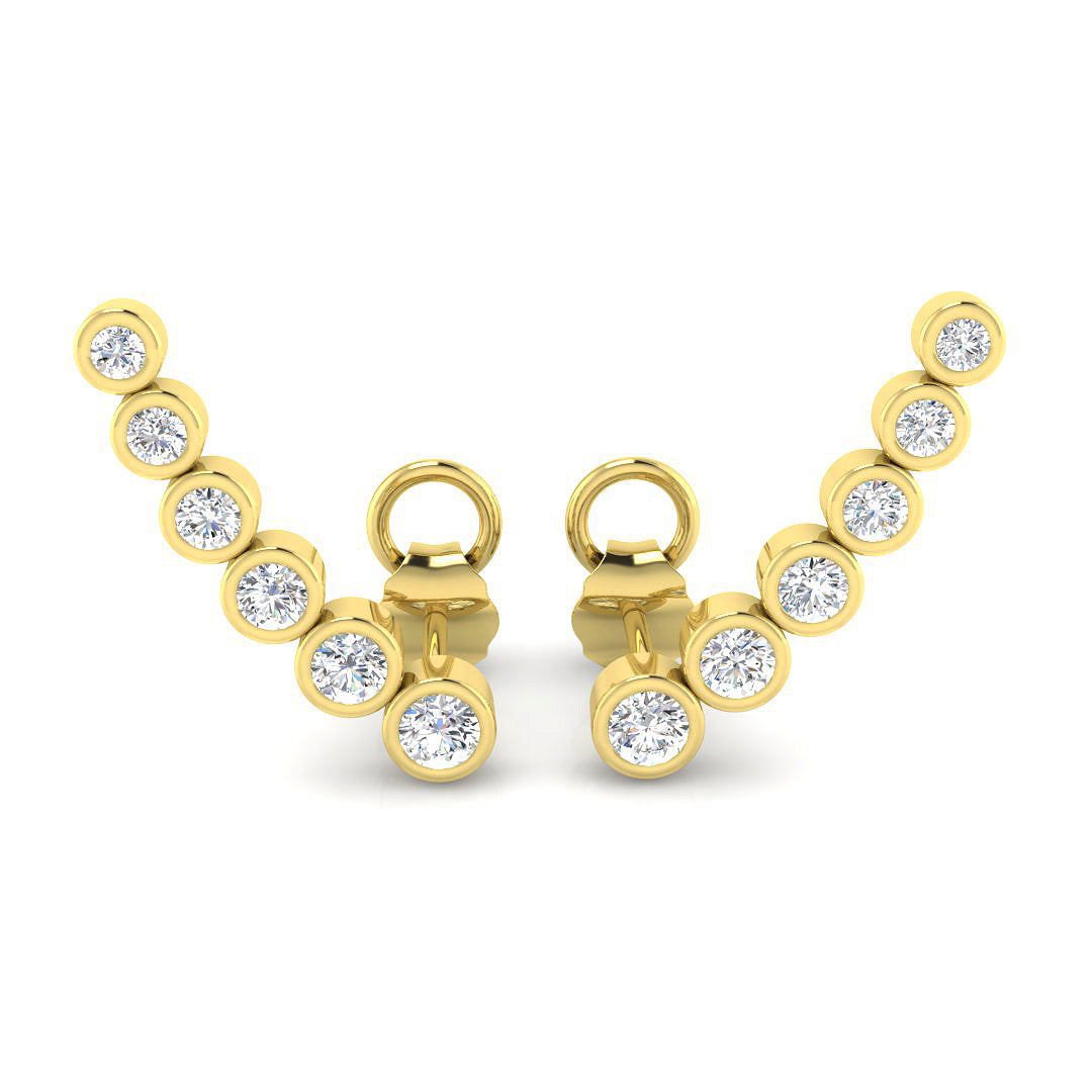 0.50 Ct White Gold Bezel Set crawler Earrings for Women