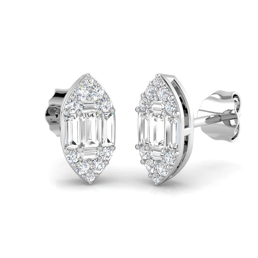 Stud Earrings with Marquise Cluster Diamonds | 0.33ct