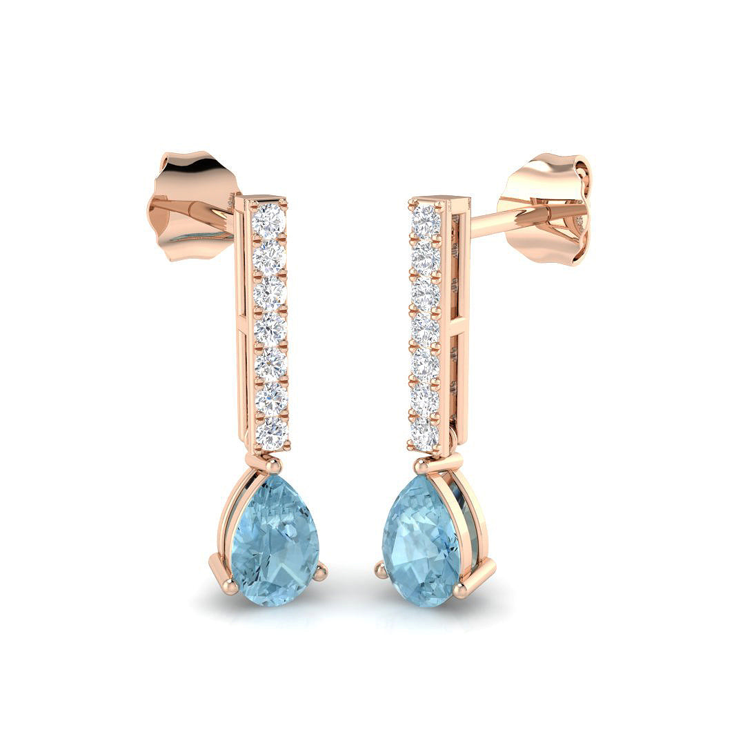 Simply Elegant 1ct Aquamarine Gold Earrings - Luxury Diamond Jewelry