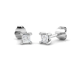 Title: Stud Earrings with Lab Grown Princess Cut