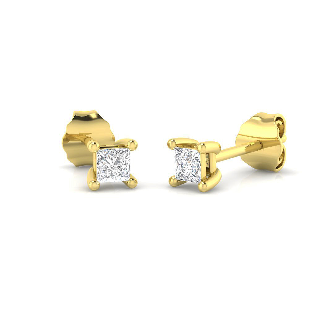 Title: Stud Earrings with Lab Grown Princess Cut