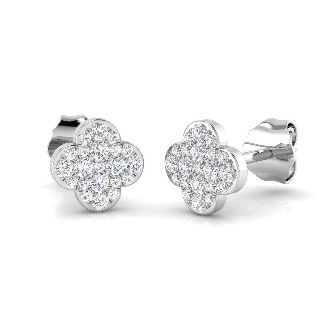 0.18ct Natural Diamond Round Cut Stud Earrings in 9K White Gold