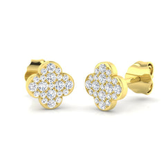 9K Yellow Gold or White Gold 0.18ct Natural Diamond Clover Earrings