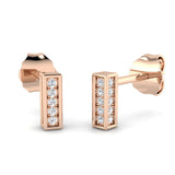 Minimalist 0.10 Ct Diamond Bar Stud Earrings in White Gold