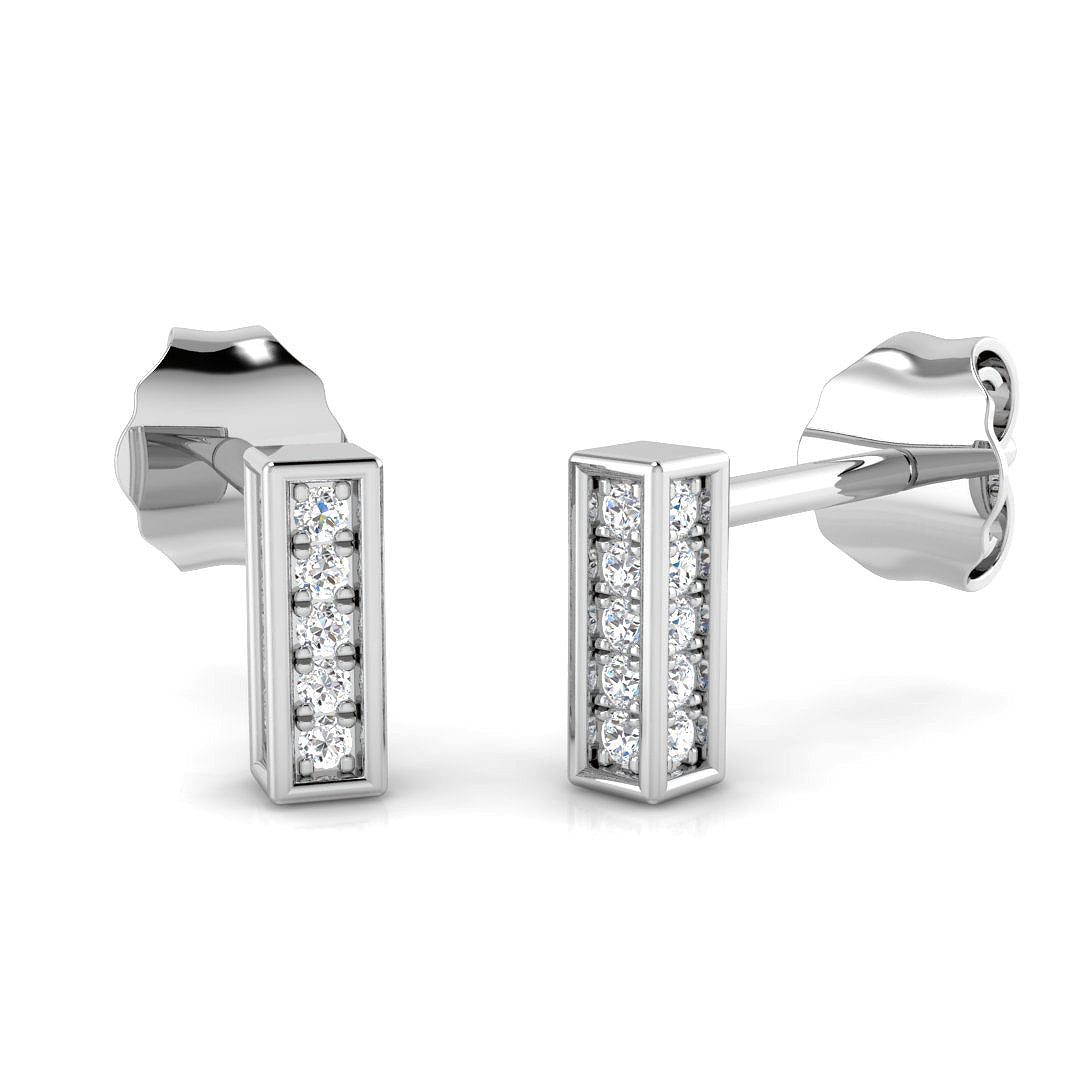 Minimalist 0.10 Ct Diamond Bar Stud Earrings in White Gold
