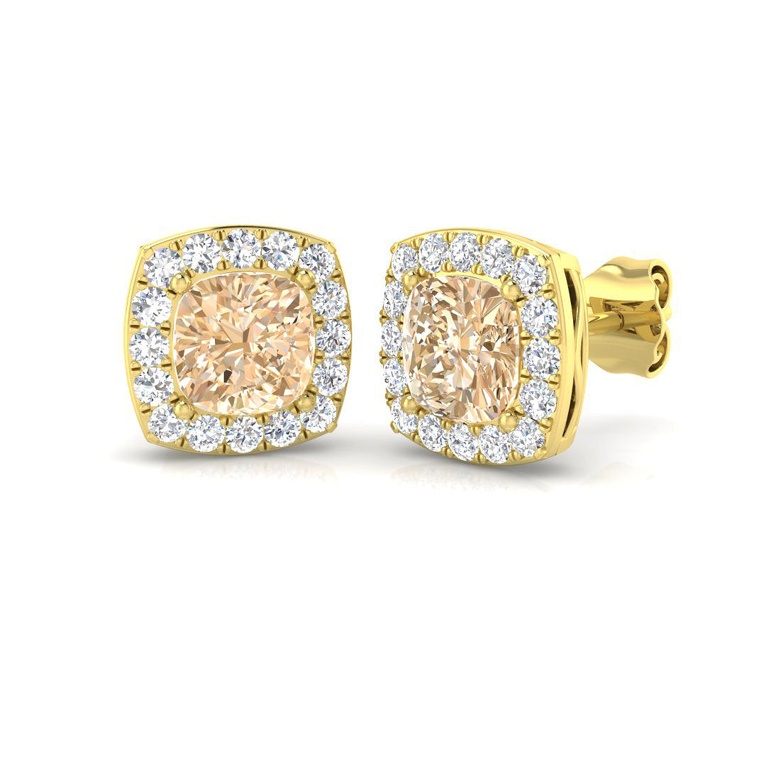 "Plush 1.25ct Morganite Gold Earrings - Luxury Diamond Jewelry"