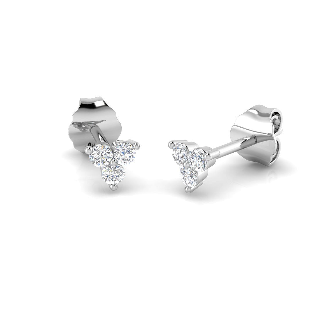 "Trimy Gold Drop & Trilogy Diamond Earrings - Luxurious Sparkle"