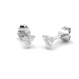 "Trimy Gold Drop & Trilogy Diamond Earrings - Luxurious Sparkle"
