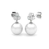 Lupmy Luxury 6ct Gold Pearl Earrings with Brilliant Diamonds
