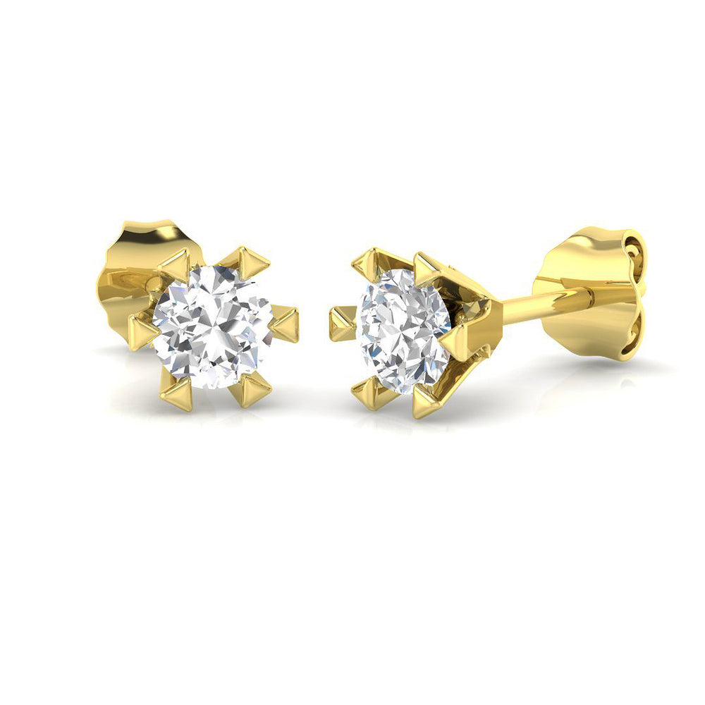 0.4ct Natural Diamond Round Cut Stud Earrings in 14K Yellow Gold