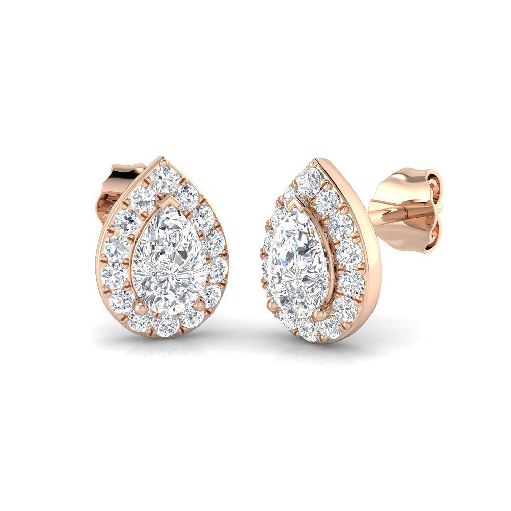 Halo Stud Earrings - 1.25 Carat Missy Pear Teardrop