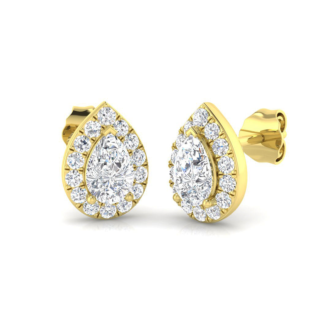 Halo Stud Earrings - 1.25 Carat Missy Pear Teardrop