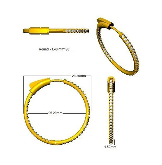 Natural & Lab-Grown Round Cut Diamond Hoop Earring in Gold - UK Hallmarked