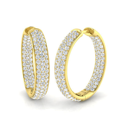 2.50 Carat Natural & Lab-Grown Round Cut Diamond Hoop Earring in Gold - UK Made