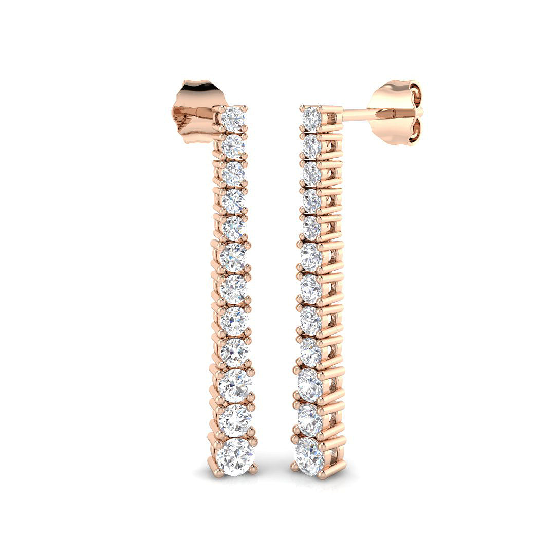 Fleur Luxury Gold Drop & Trilogy Diamond Earrings 1ct to 1.75ct