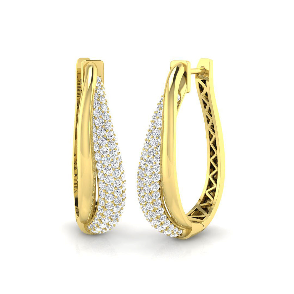 Hoop Earrings - 1.5ct Baguette Diamond Channel Set