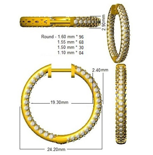 Ohrringe mit runden Diamanten aus natürlichen und im Labor gezüchteten Materialien in Gold – zertifizierter Diamant