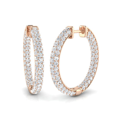 Natural & Lab-Grown Round Cut Diamond Hoop Earring in Gold - Certified Diamond