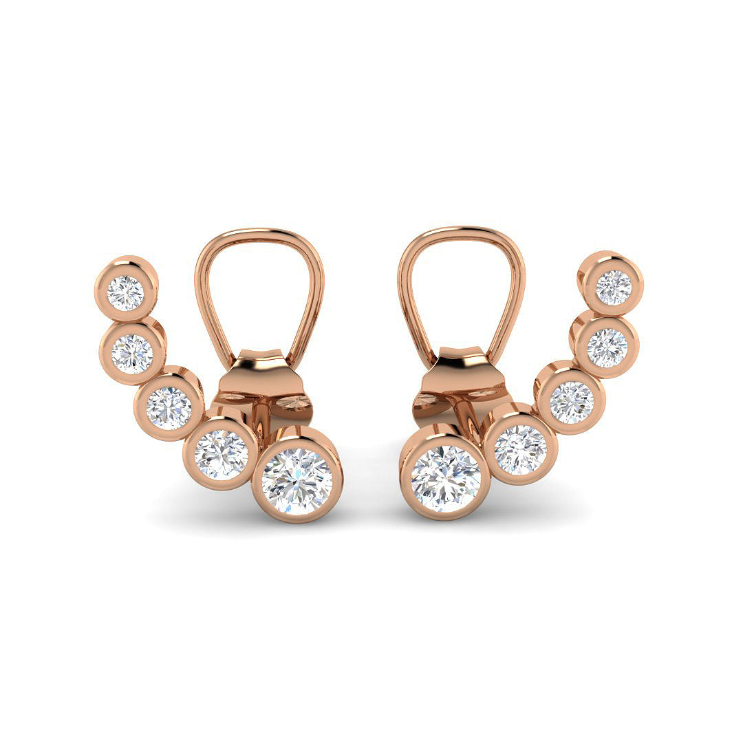 Gold Diamond Crawler Earrings - Elegant 0.33ct Luxury Jewelry