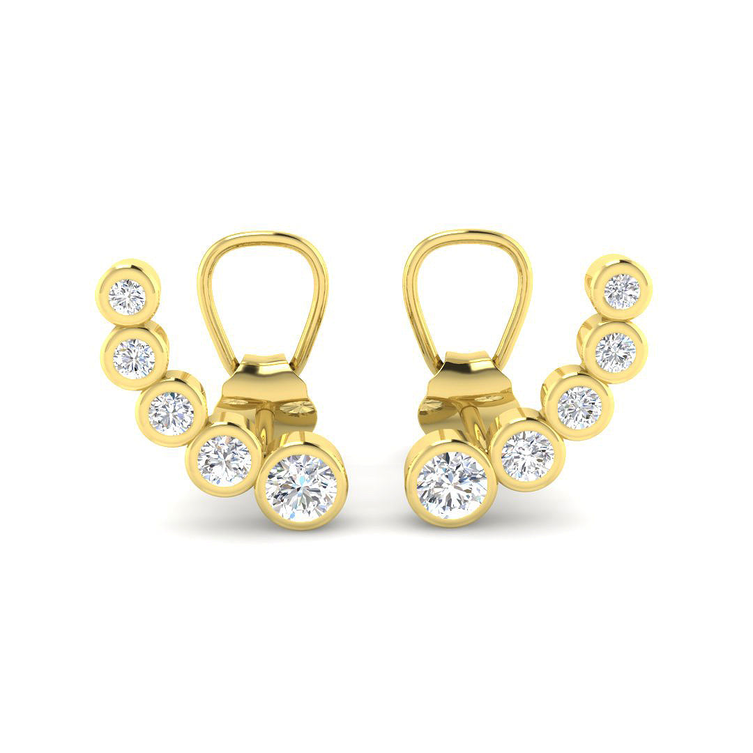 Gold Diamond Crawler Earrings - Elegant 0.33ct Luxury Jewelry