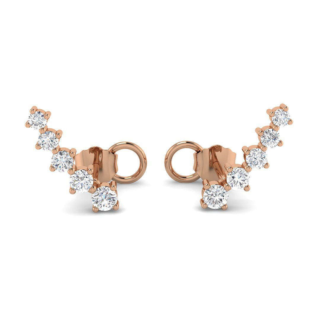 Luxurious Gold Diamond Crawler Earrings - 0.33ct to 1ct Sparkle