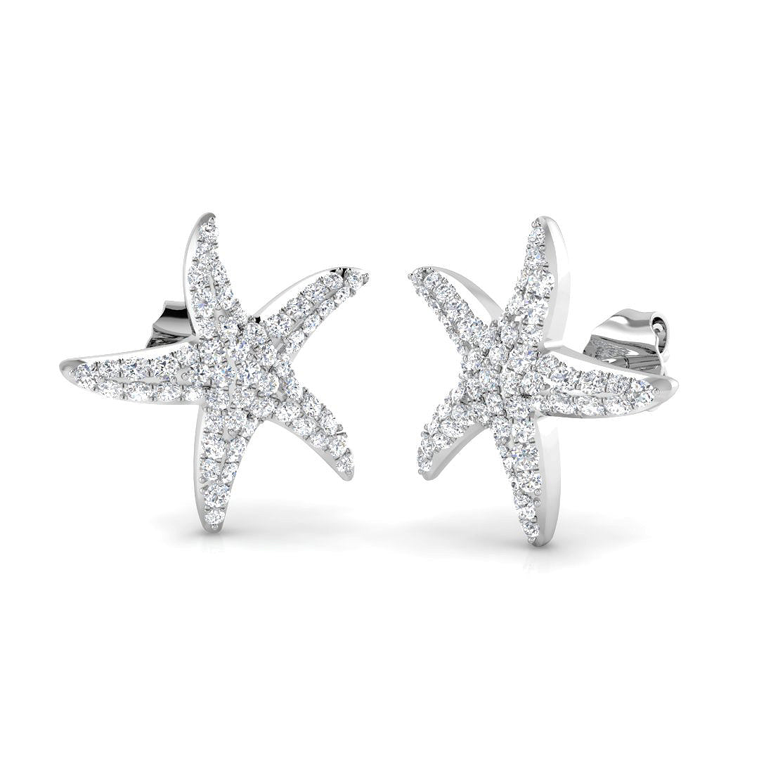 Stunning 1.75Ct Diamond Starfish Stud Earrings in White Gold