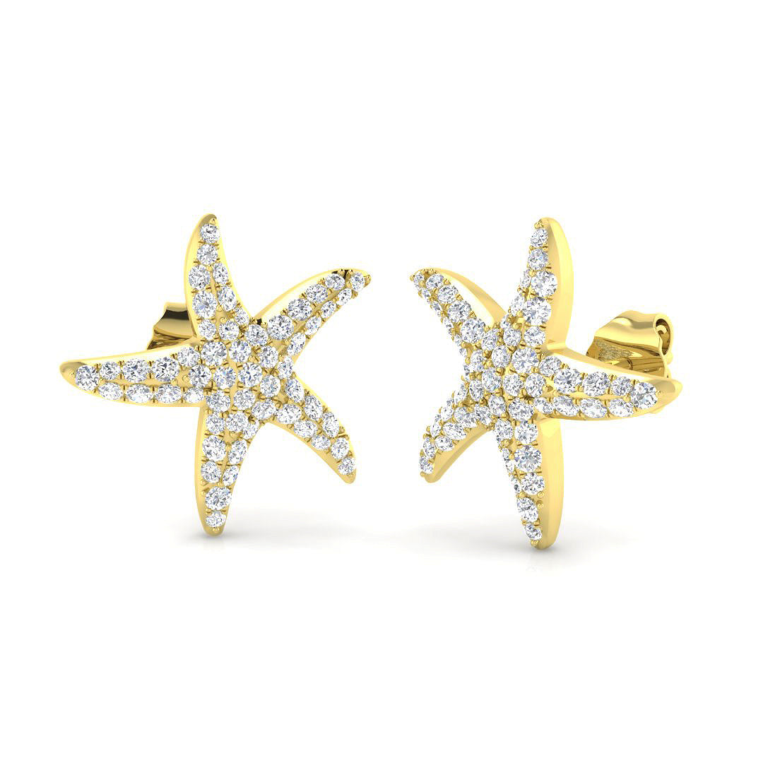 Stunning 1.75Ct Diamond Starfish Stud Earrings in White Gold