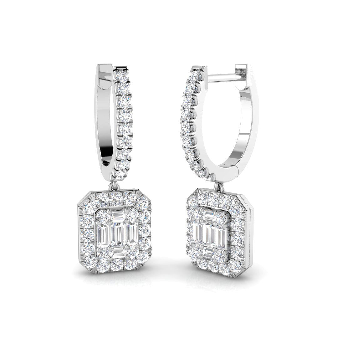 Tilly Luxury Gold Drop & Trilogy Diamond Earrings, 0.5ct Elegance