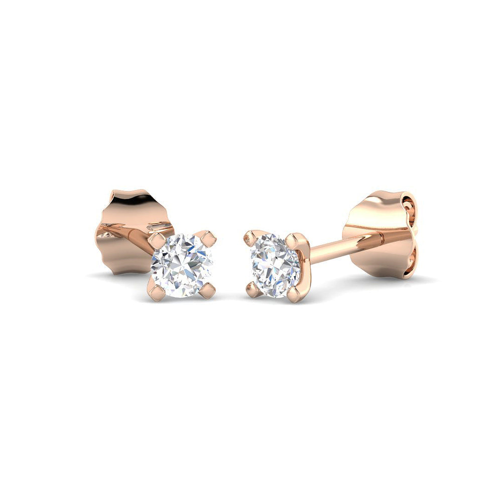 Solitaire Diamond Earrings with Lab Grown Round Cut