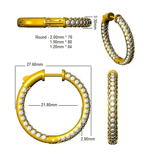 4,50 Karat natürlicher und im Labor gezüchteter runder Diamant-Creolen in Gold - Zertifizierter Diamant