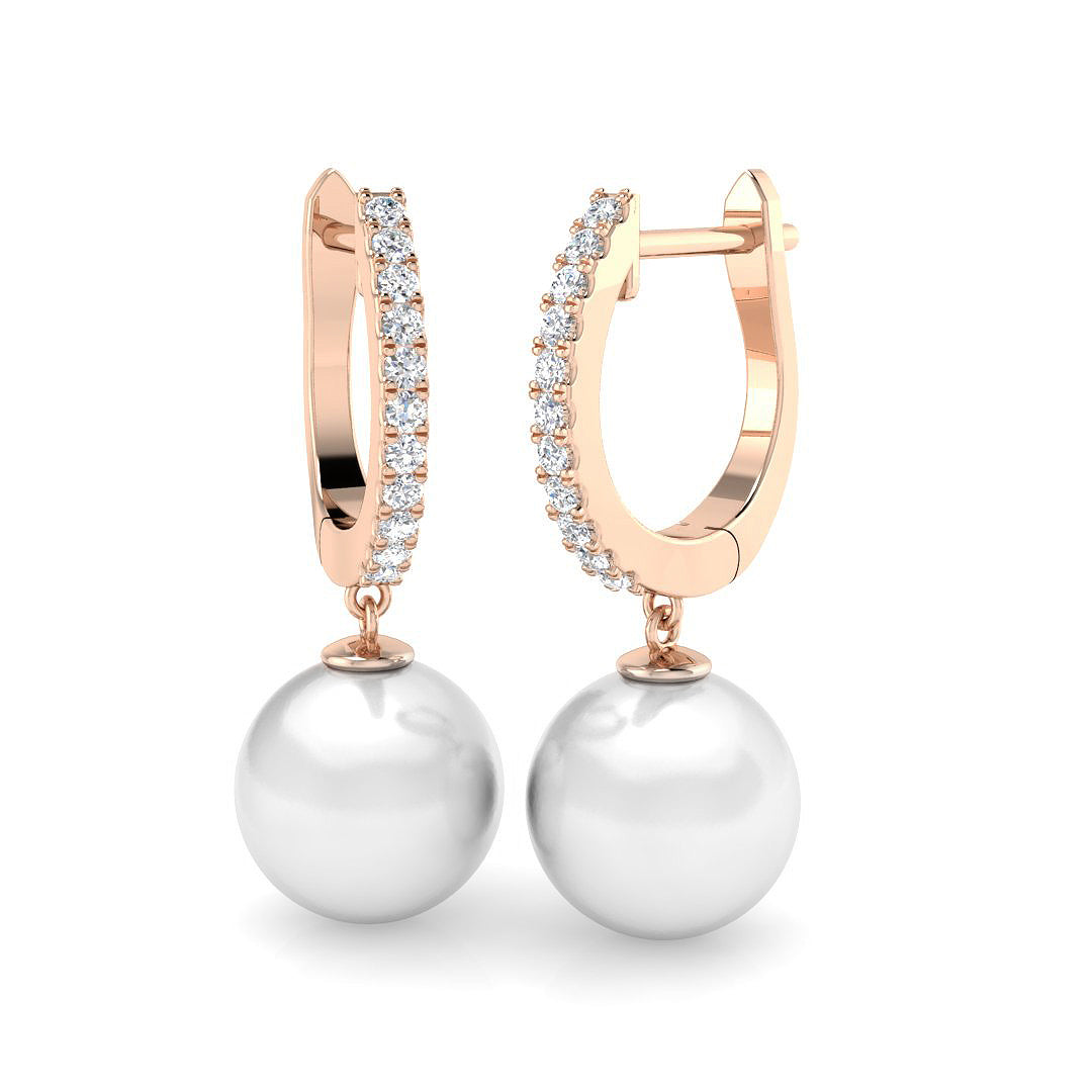 "Crane 6.5ct Gold Pearl Diamond Earrings – Elegant Luxury Jewelry"