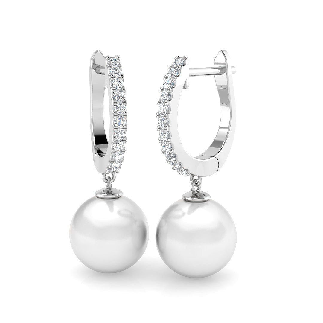"Crane 6.5ct Gold Pearl Diamond Earrings – Elegant Luxury Jewelry"