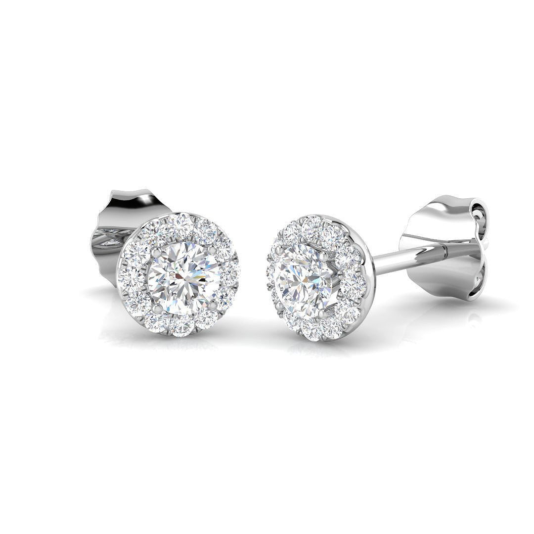 0.39ct Natural Diamond Round Cut Stud Earrings in 18K White Gold