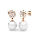 Corby Pearl Gold Earrings with 9ct Diamonds - Luxury Jewelry Elegance