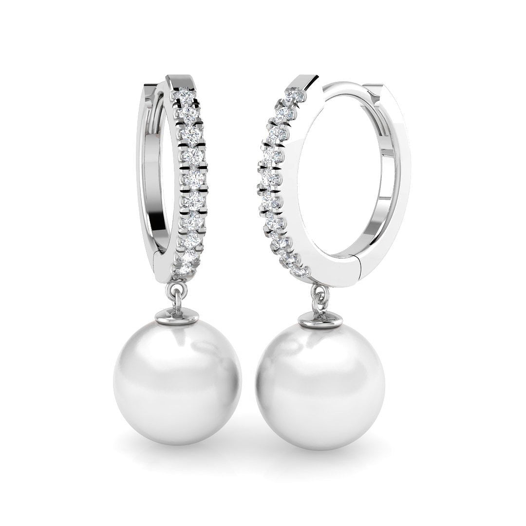 "Cleve Elegant Pearl Gold Earrings with 9.5ct Luxury Diamonds"