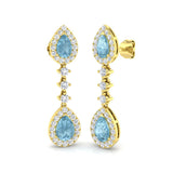 "Softly Aquamarine Diamond Gold Earrings - Luxury 2.5ct to 7ct Design"
