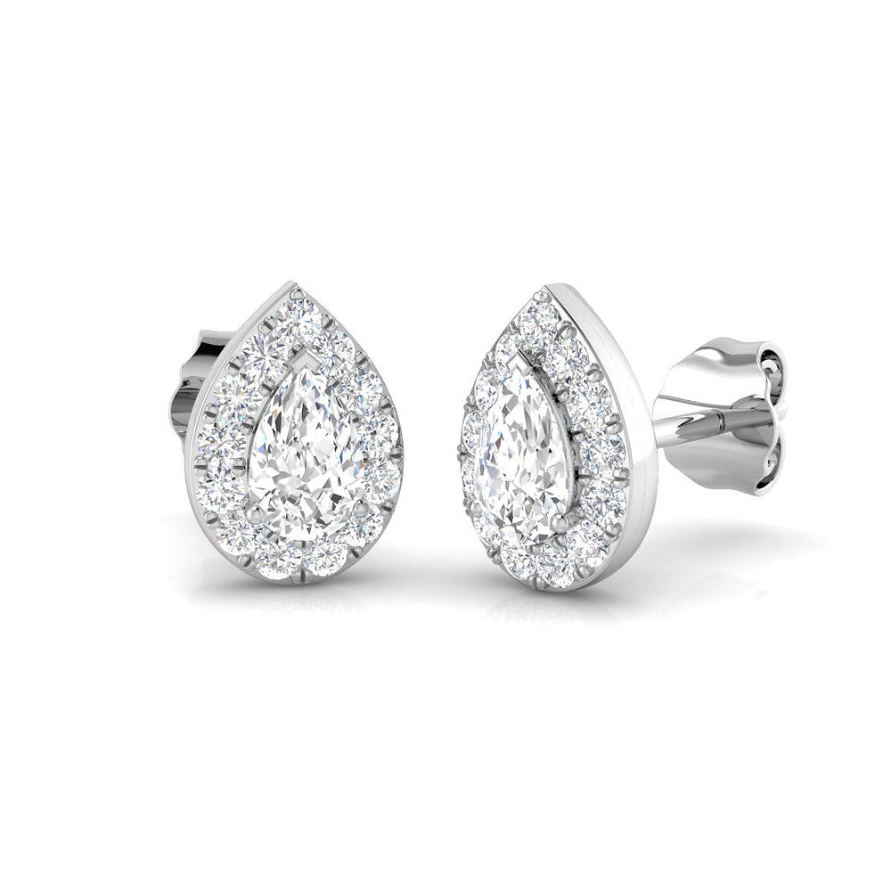 Halo Stud Earrings - 0.50 Carat Kitty Pear Teardrop