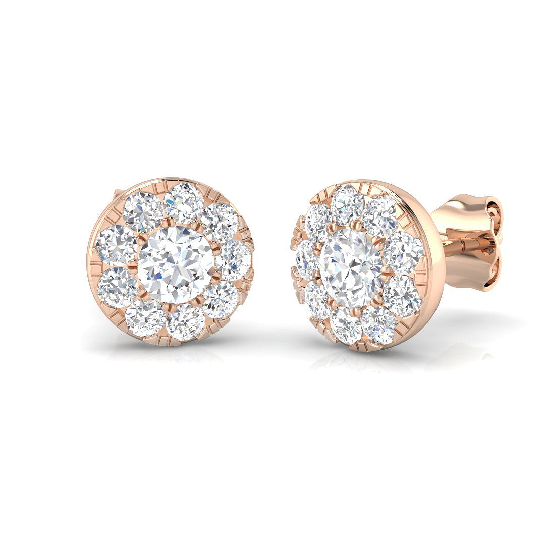 Halo Stud Earrings - 1.00 Carat Dandy Vintage Border