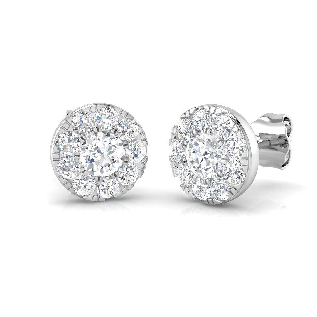 Halo Stud Earrings - 1.00 Carat Dandy Vintage Border