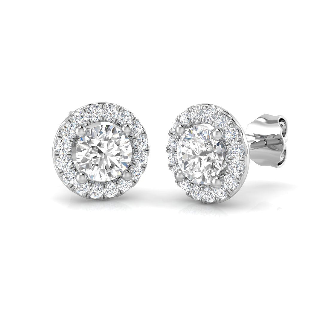 Halo Stud Earrings - 1.25 Carat Sassy Round Brilliant