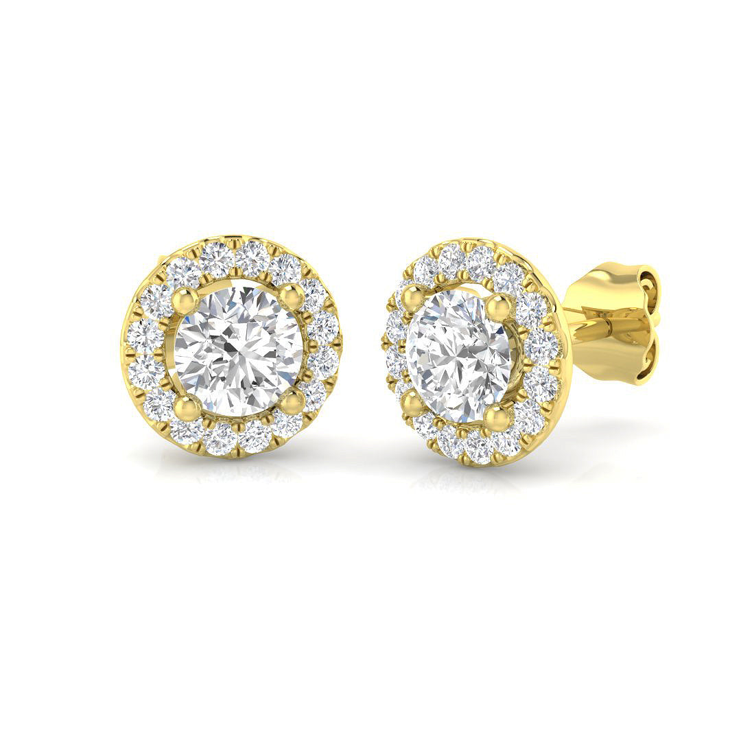 Halo Stud Earrings - 1.25 Carat Sassy Round Brilliant