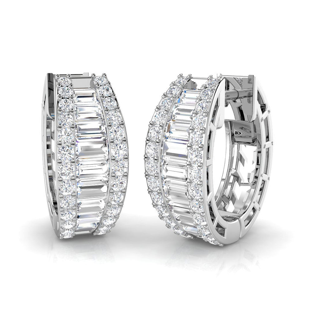 1.5ct Gold Baguette and Brilliant Diamond Earrings