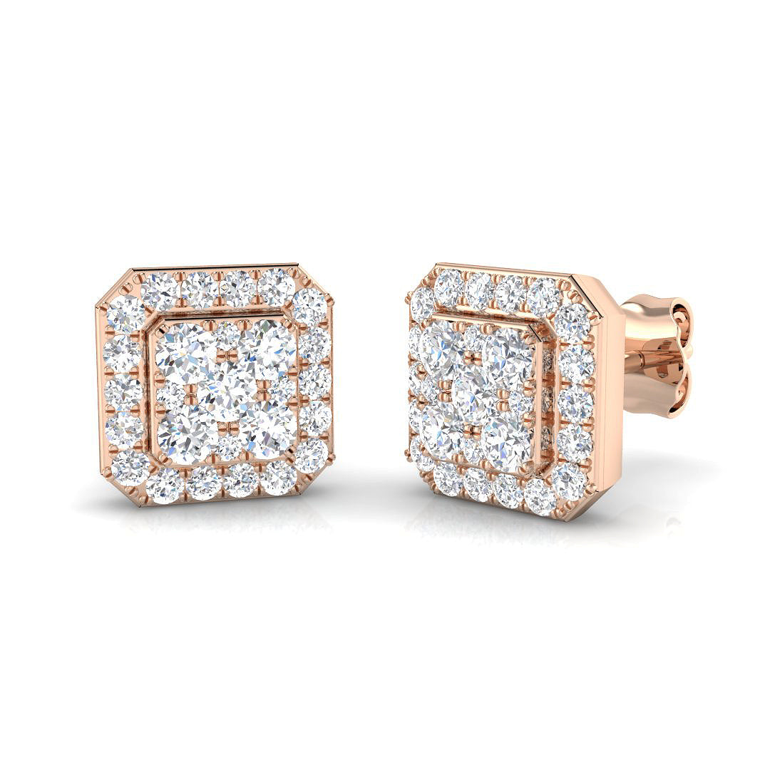 Carey 1ct Gold Cluster Diamond Earrings - Elegant Luxury Jewelry