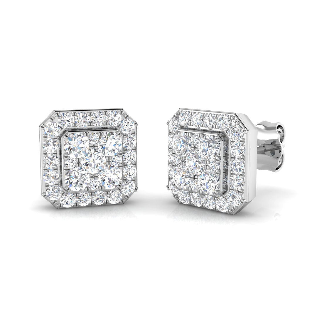 Carey 1ct Gold Cluster Diamond Earrings - Elegant Luxury Jewelry
