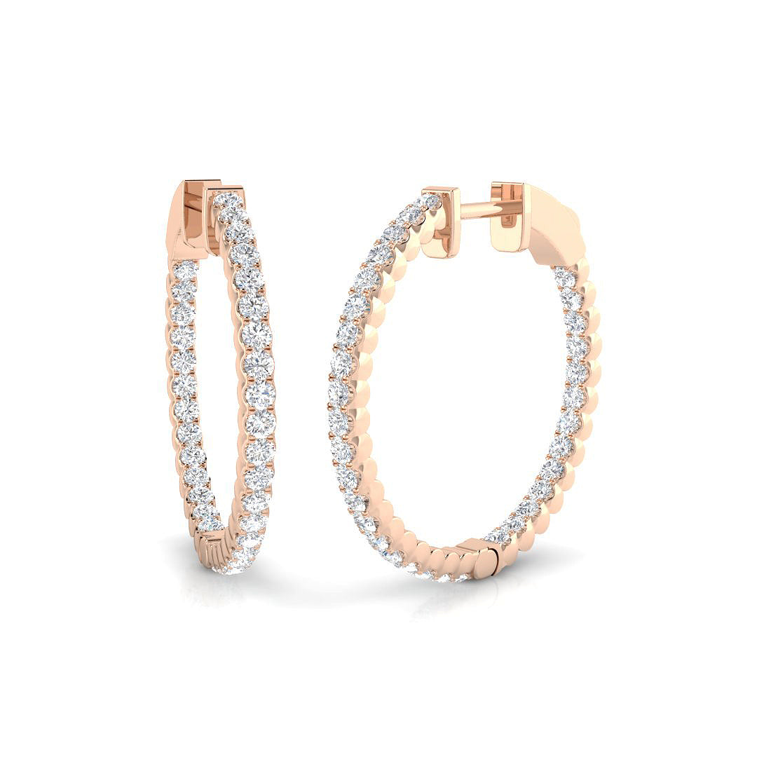 Tungy Gold Hoops Earrings with 1ct to 2ct Luxury Diamonds