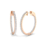 Tungy Gold Hoops Earrings with 1ct to 2ct Luxury Diamonds