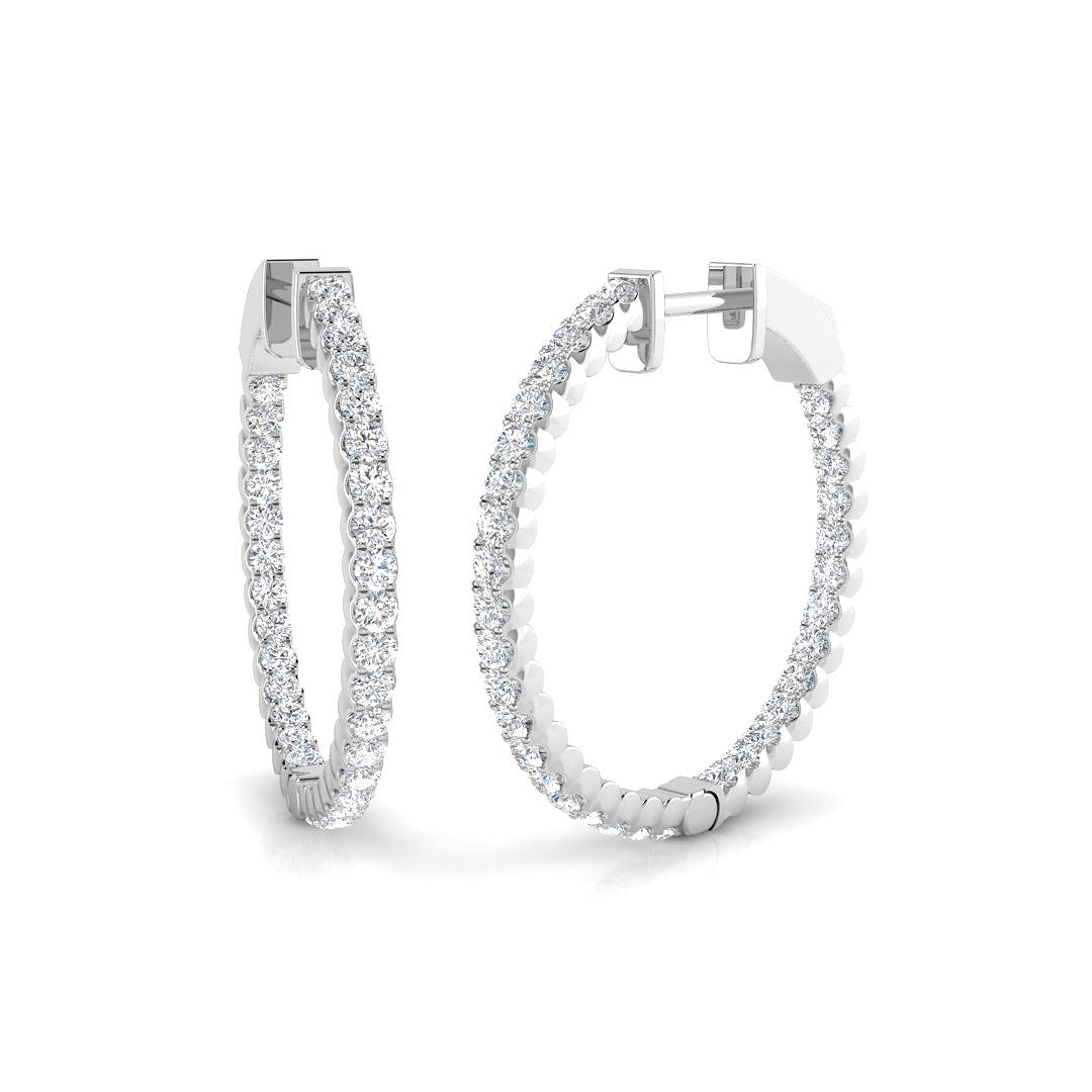 Tungy Gold Hoops Earrings with 1ct to 2ct Luxury Diamonds