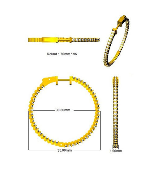 1.75–2.75Ct Natural & Lab-Grown Round Diamond Hoop Earrings | Pavé Set